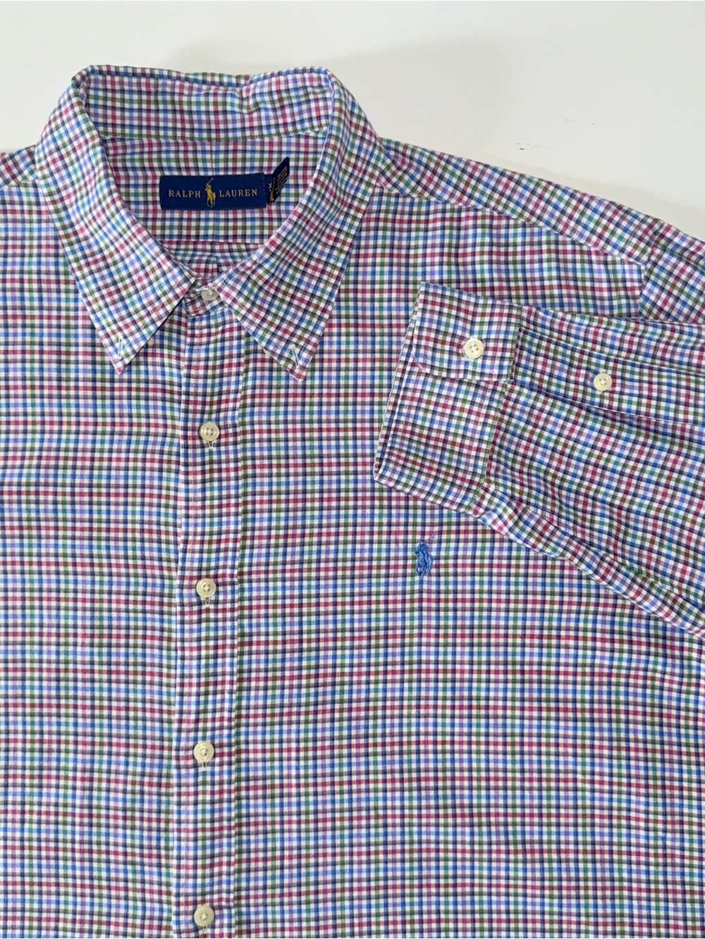 Ralph Lauren Check Button Down Shirt Men's 2XL Multicolor Pony Logo Cotton